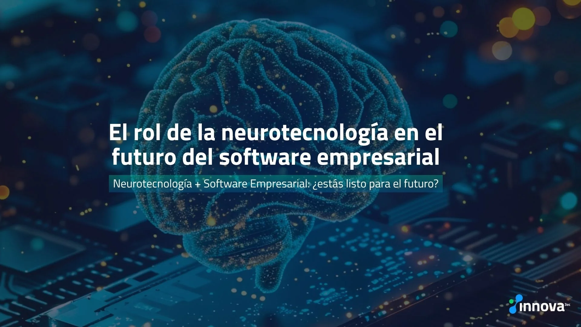 Ilustración de neurotecnología aplicada a software empresarial en entornos corporativos
